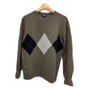 Uniqlo Men's Premium Lambswool Crew Neck Sweater (Argyle)